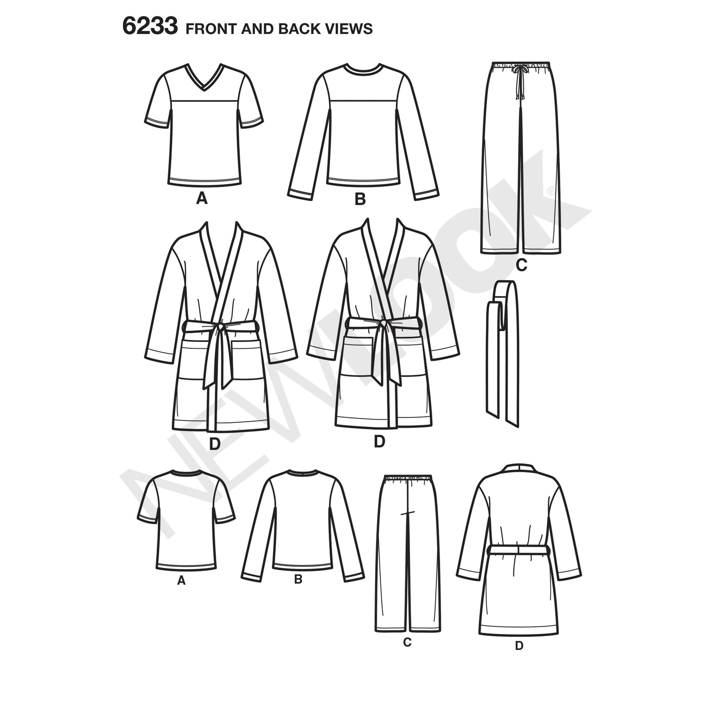 Kaava New Look 6233 - Yläosa Housut Pyjamat - Nainen Mies | Kuva 7