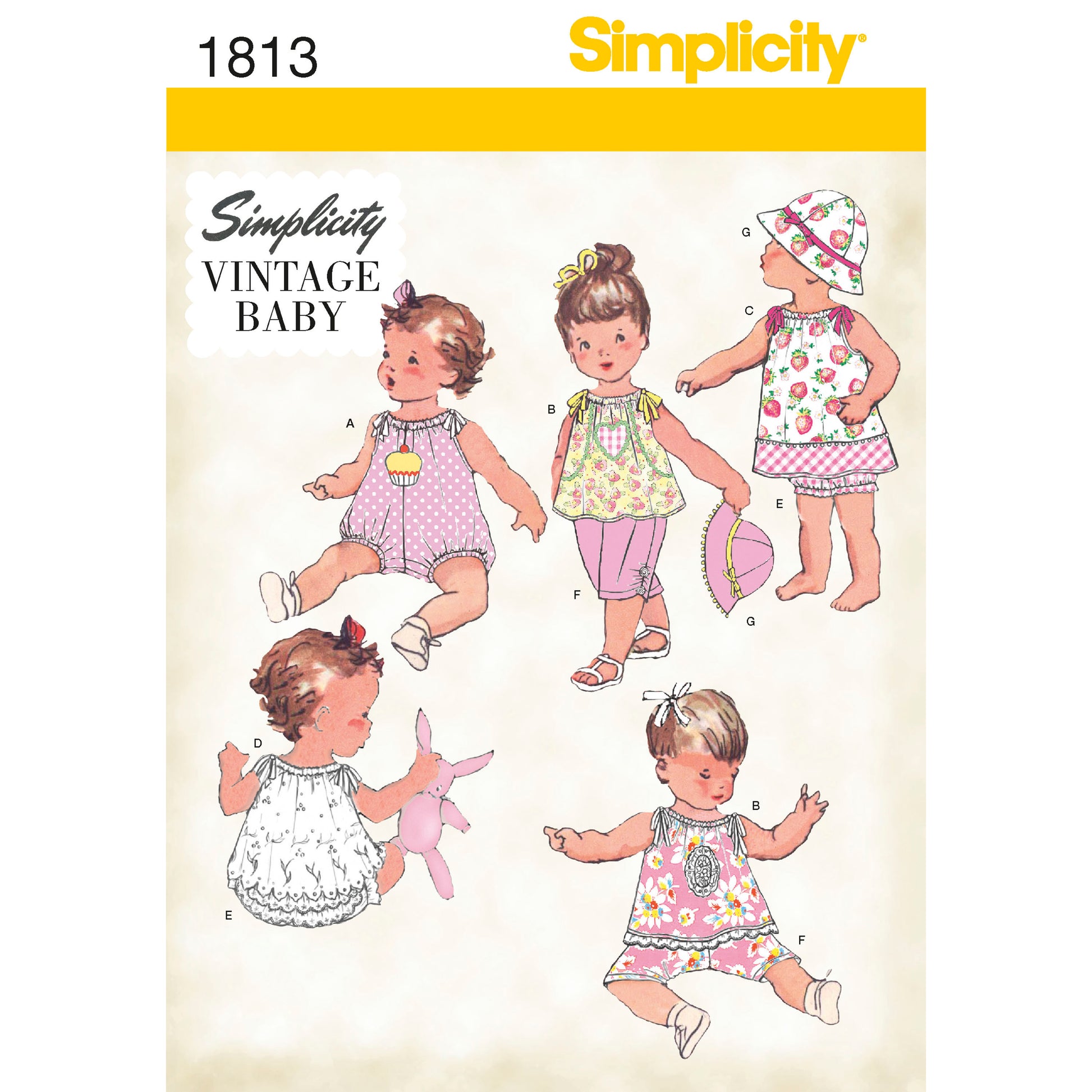 Kaava Simplicity 1813 - Mekko Yläosa Housut - Vauva - Hattu | Kuva 7