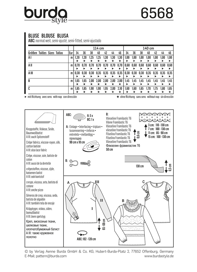 PDF kaava - Burda 6568 - Pusero - Nainen Tyttö - Nukkevaatteet Kodin sisustus | Kuva 4